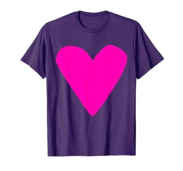 Amazon.com: Pink Heart Purple T-Shirt : Clothing, Shoes